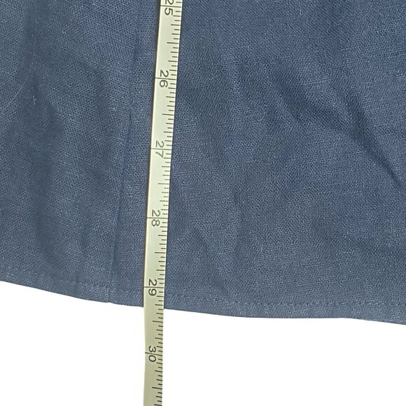 J.Crew Factory Petite Linen-Blend Faux-Wrap Skirt Women's PS Navy Linen Classic - Picture 7 of 16